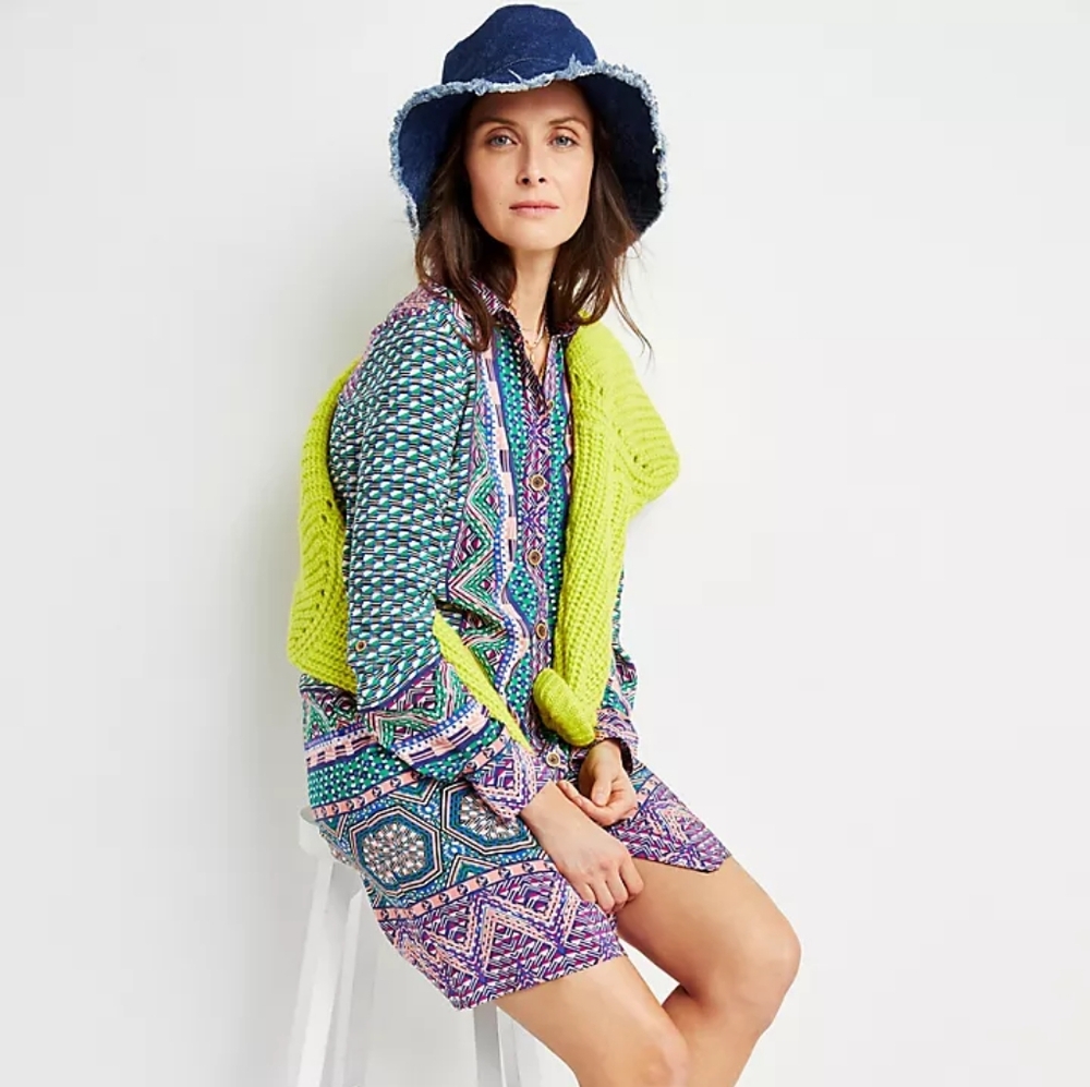 Anthropologie Maeve Silk Button Shirtdress size 16W